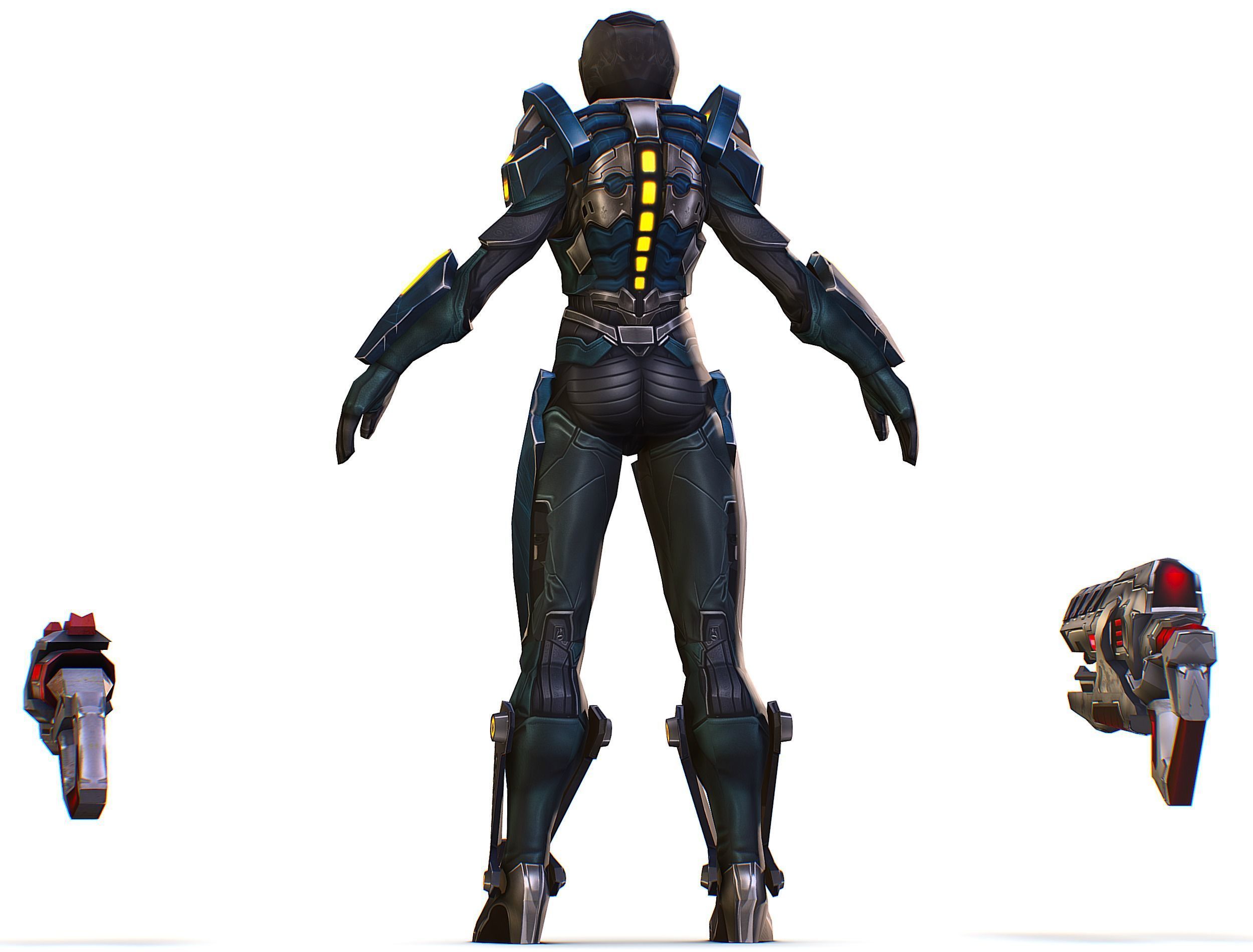 Cartoon Sci-Fi Cyborg Drone Trooper Soldier Low-poly 3D model_10