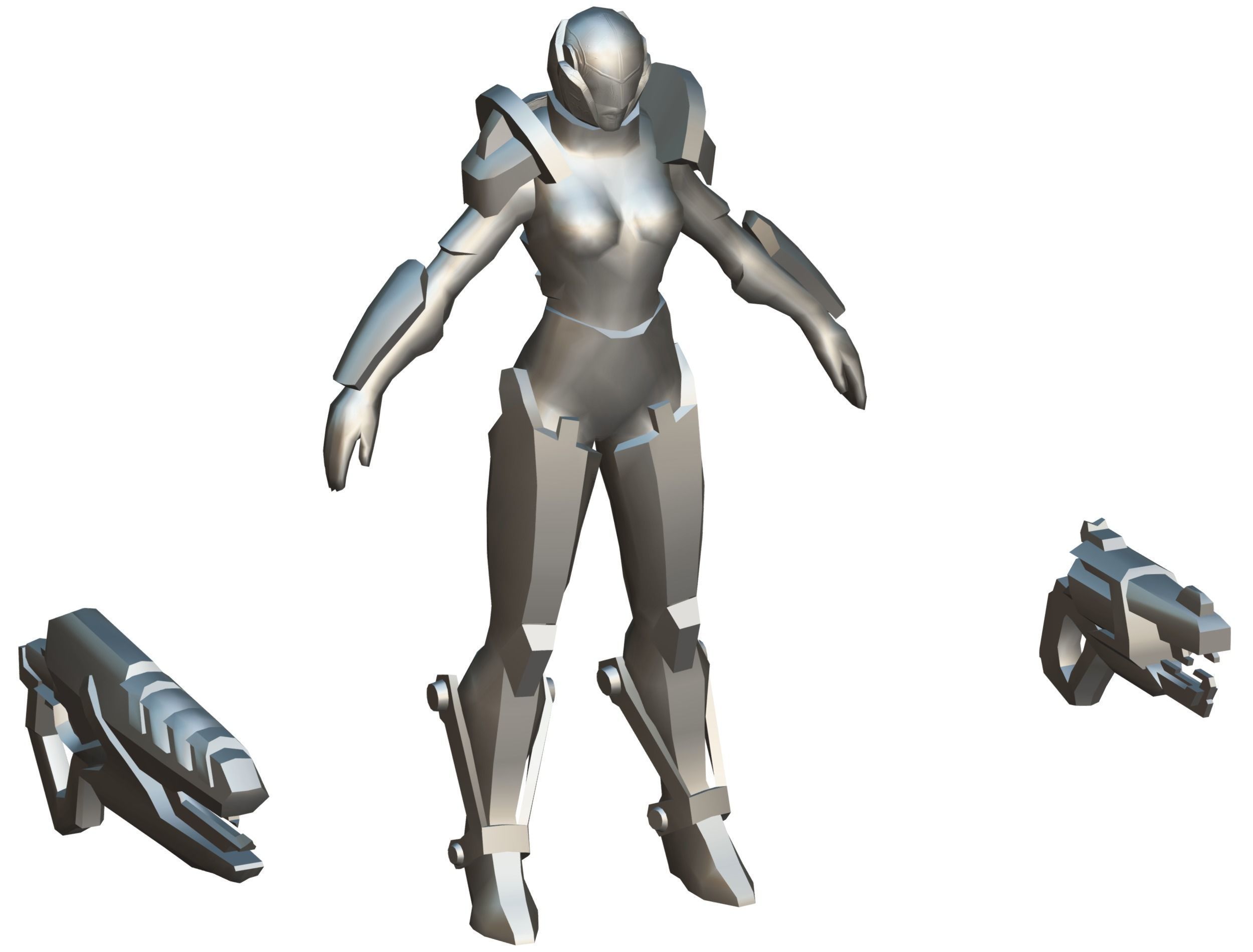 Cartoon Sci-Fi Cyborg Drone Trooper Soldier Low-poly 3D model_66