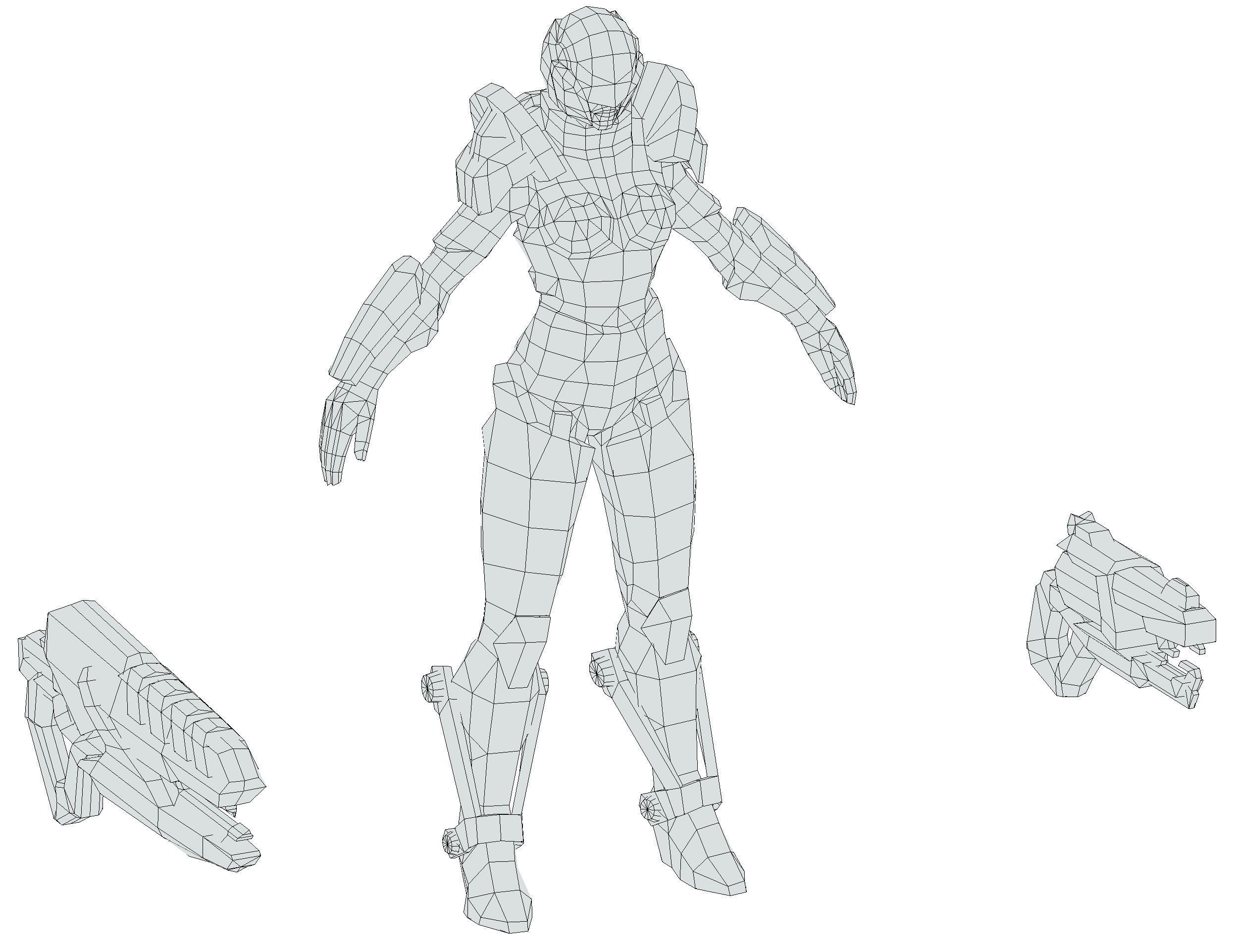 Cartoon Sci-Fi Cyborg Drone Trooper Soldier Low-poly 3D model_67