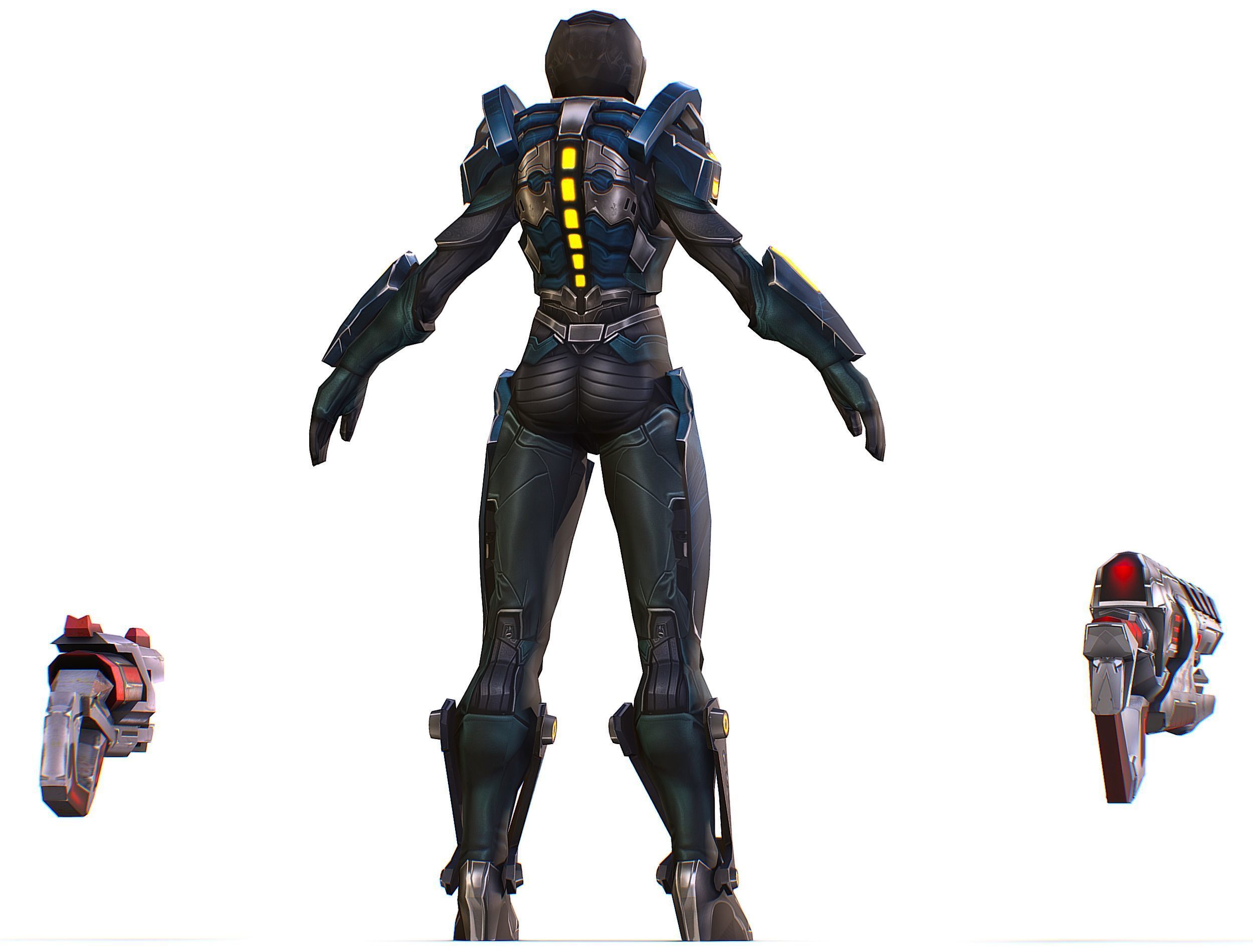 Cartoon Sci-Fi Cyborg Drone Trooper Soldier Low-poly 3D model_11