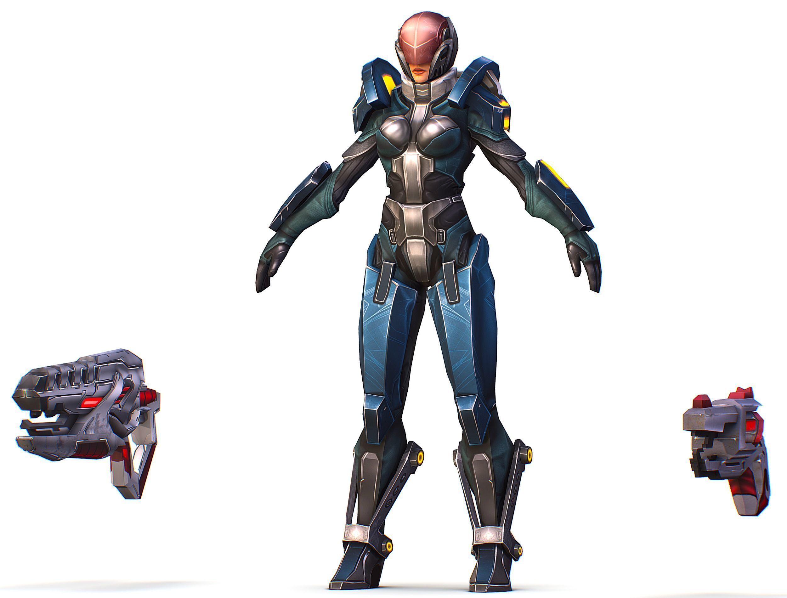 Cartoon Sci-Fi Cyborg Drone Trooper Soldier Low-poly 3D model_3