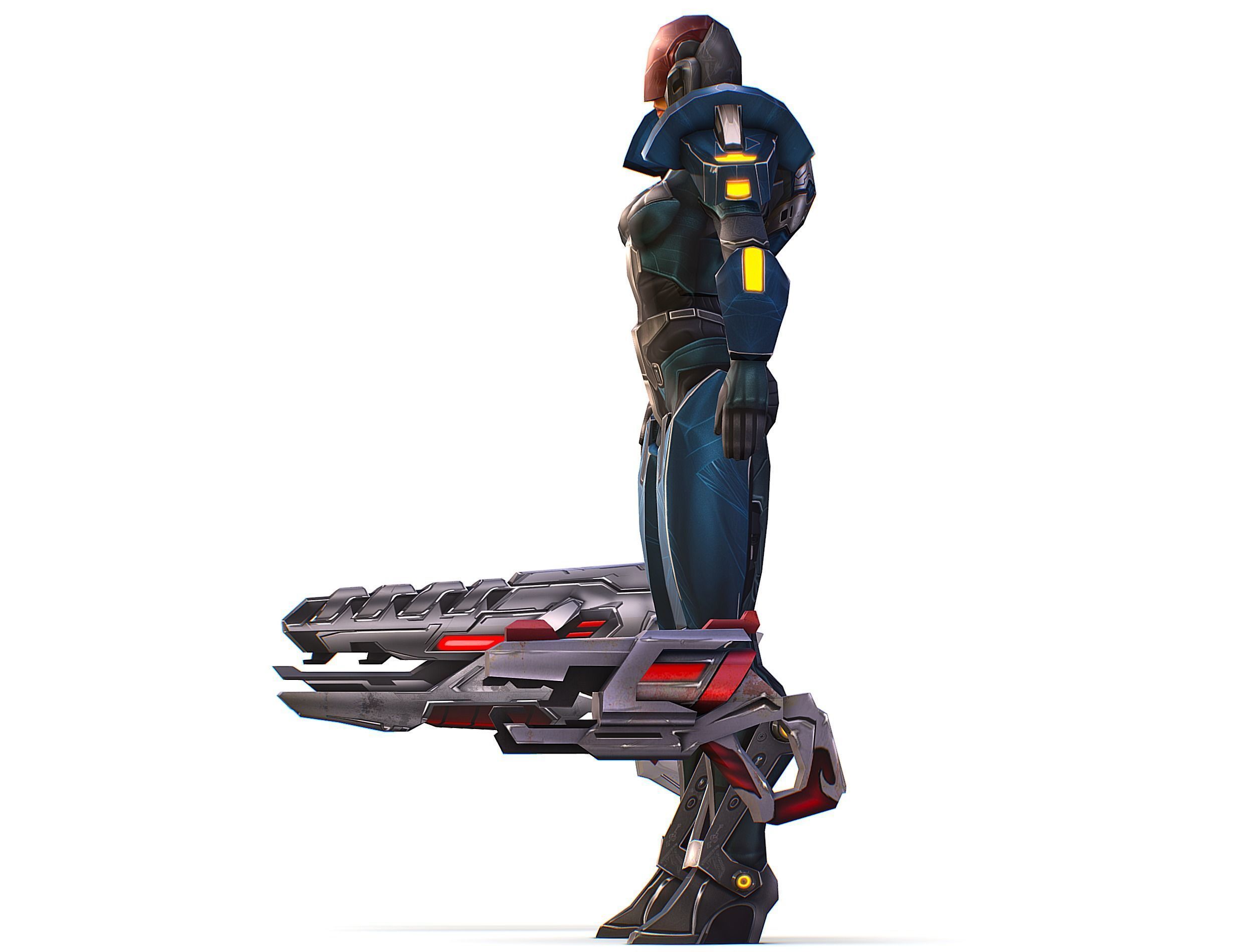 Cartoon Sci-Fi Cyborg Drone Trooper Soldier Low-poly 3D model_6