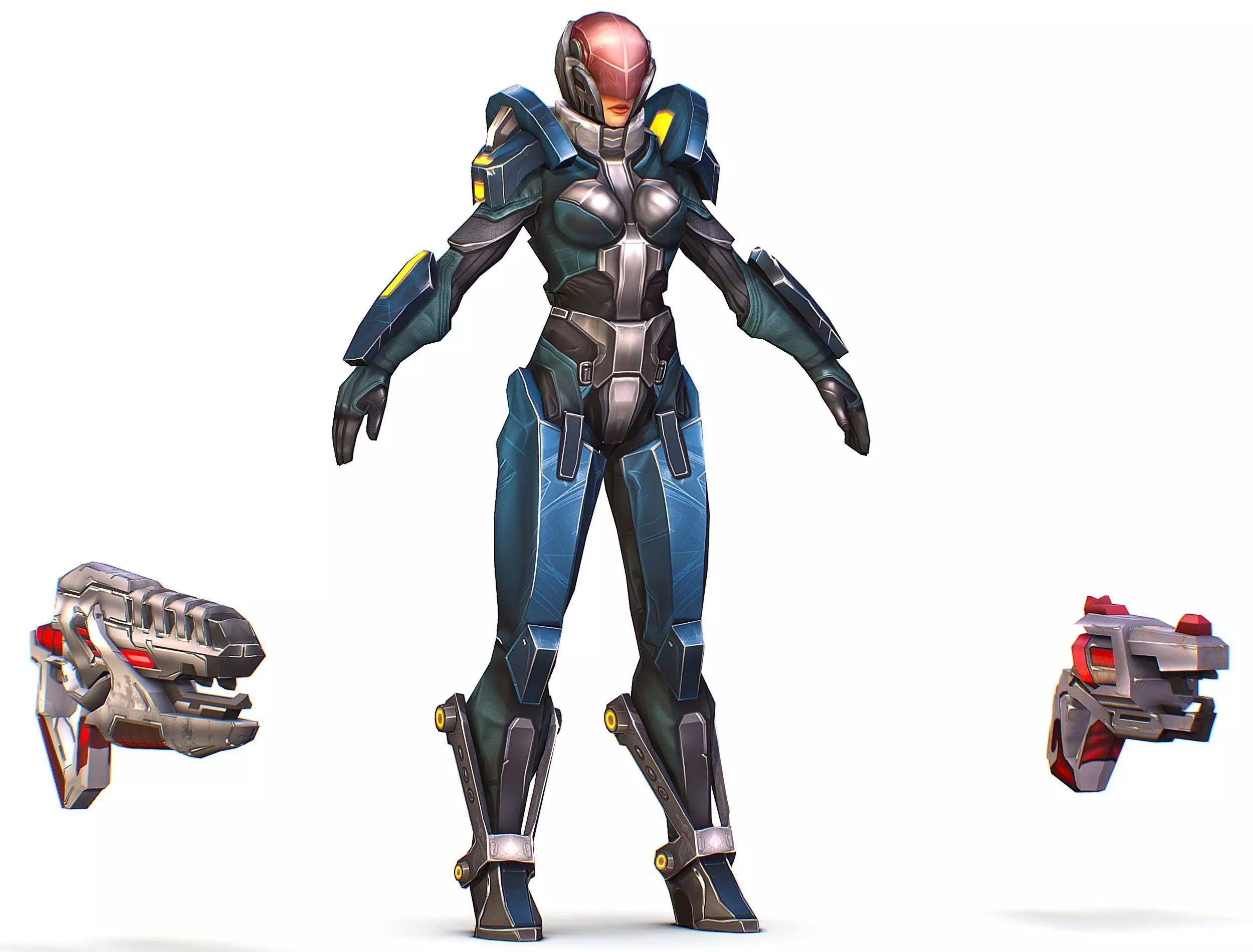 Cartoon Sci-Fi Cyborg Drone Trooper Soldier Low-poly 3D model_0