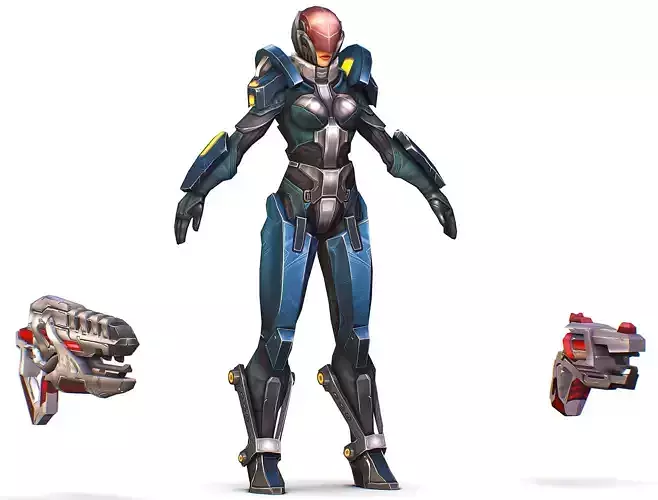 Cartoon Sci-Fi Cyborg Drone Trooper Soldier Low-poly 3D model Cartoon Sci-Fi Cyborg Drone Trooper Soldier Low-poly 3D model