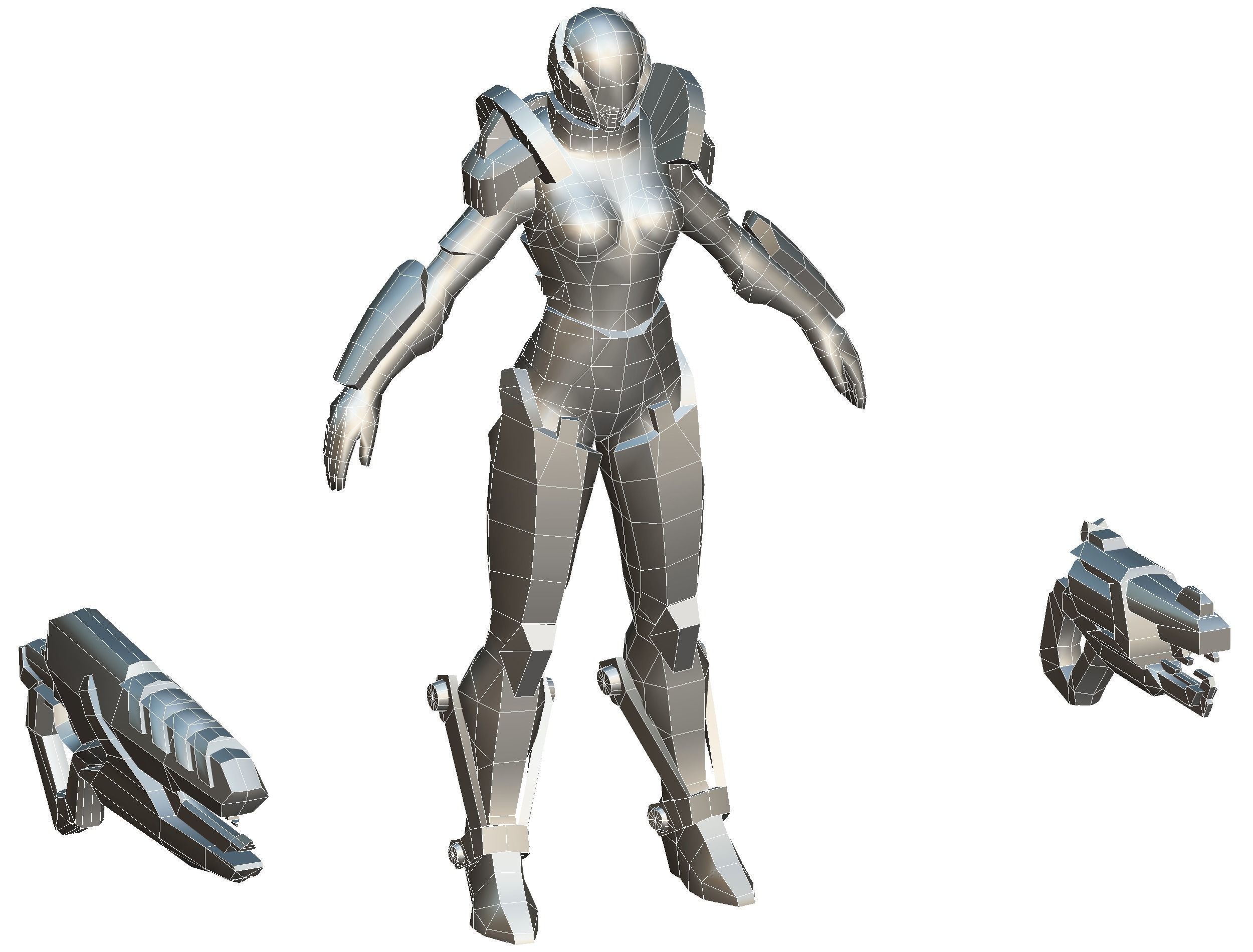 Cartoon Sci-Fi Cyborg Drone Trooper Soldier Low-poly 3D model_65