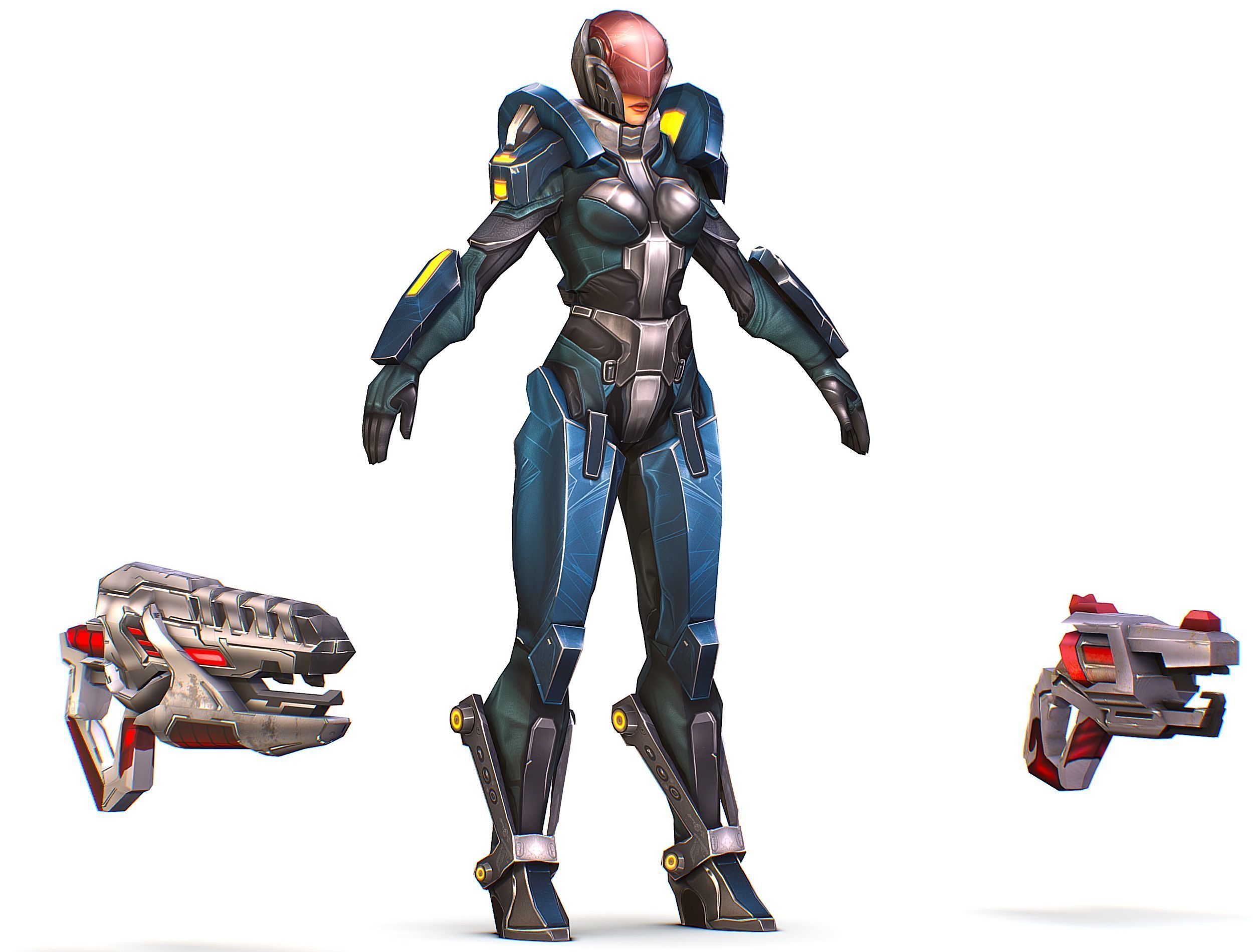 Cartoon Sci-Fi Cyborg Drone Trooper Soldier Low-poly 3D model_16