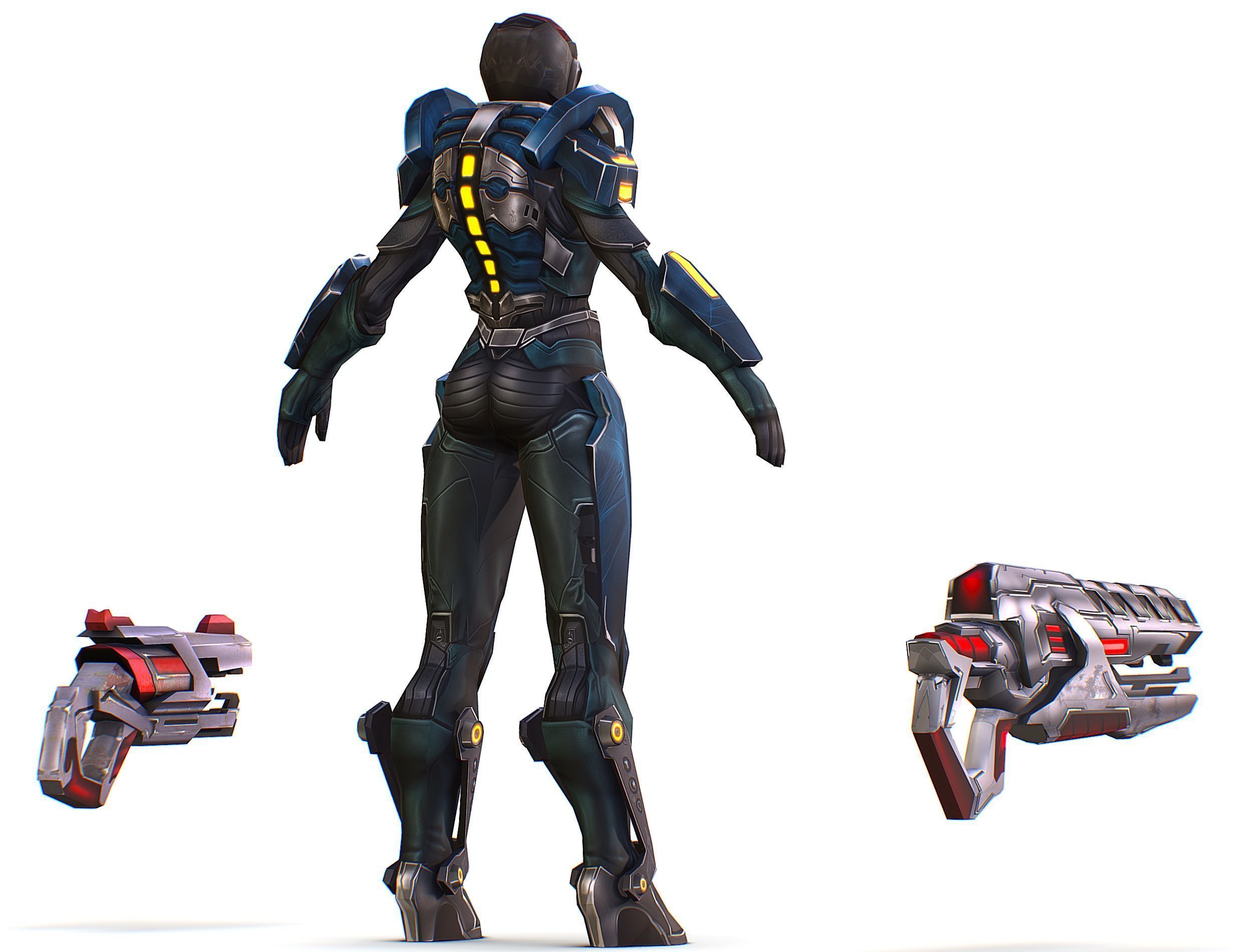 Cartoon Sci-Fi Cyborg Drone Trooper Soldier Low-poly 3D model_12