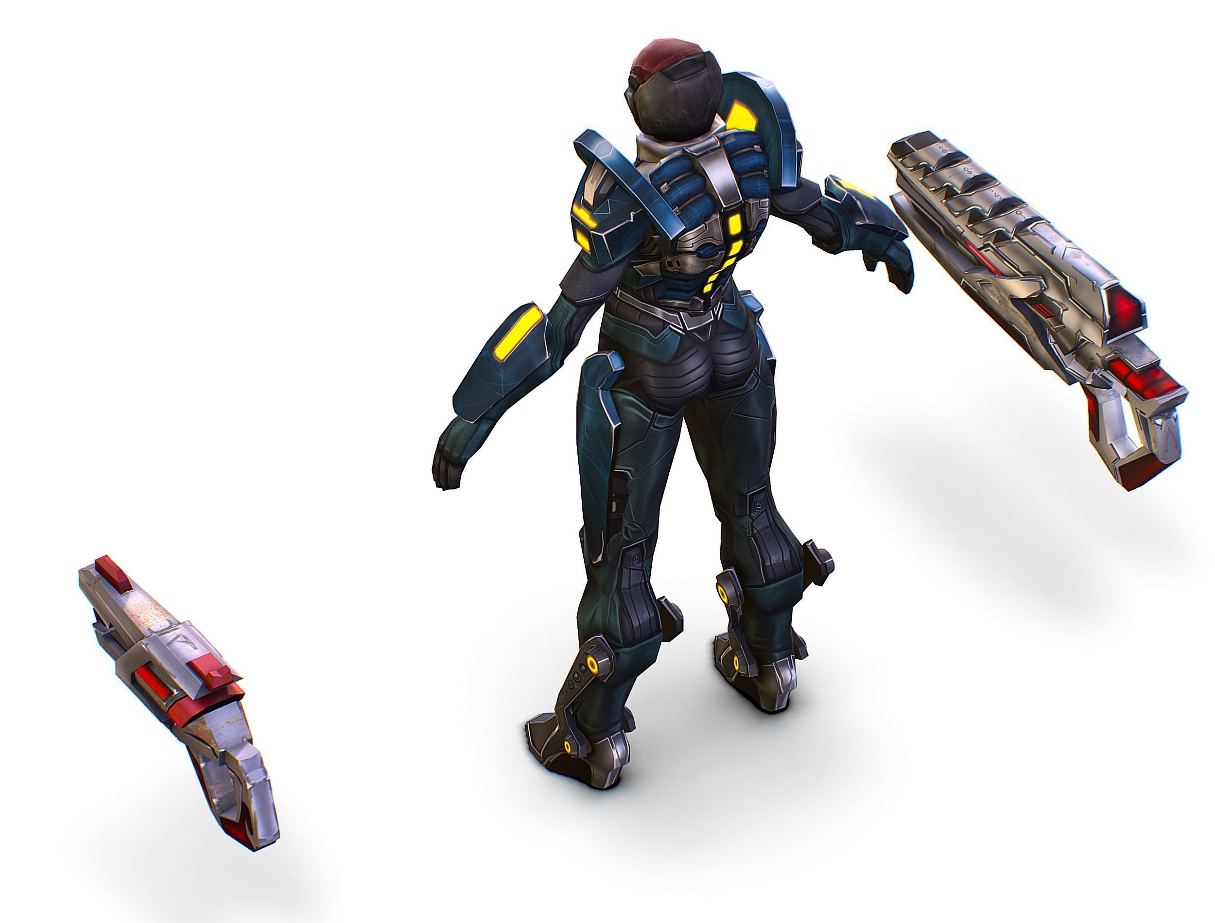 Cartoon Sci-Fi Cyborg Drone Trooper Soldier Low-poly 3D model_33