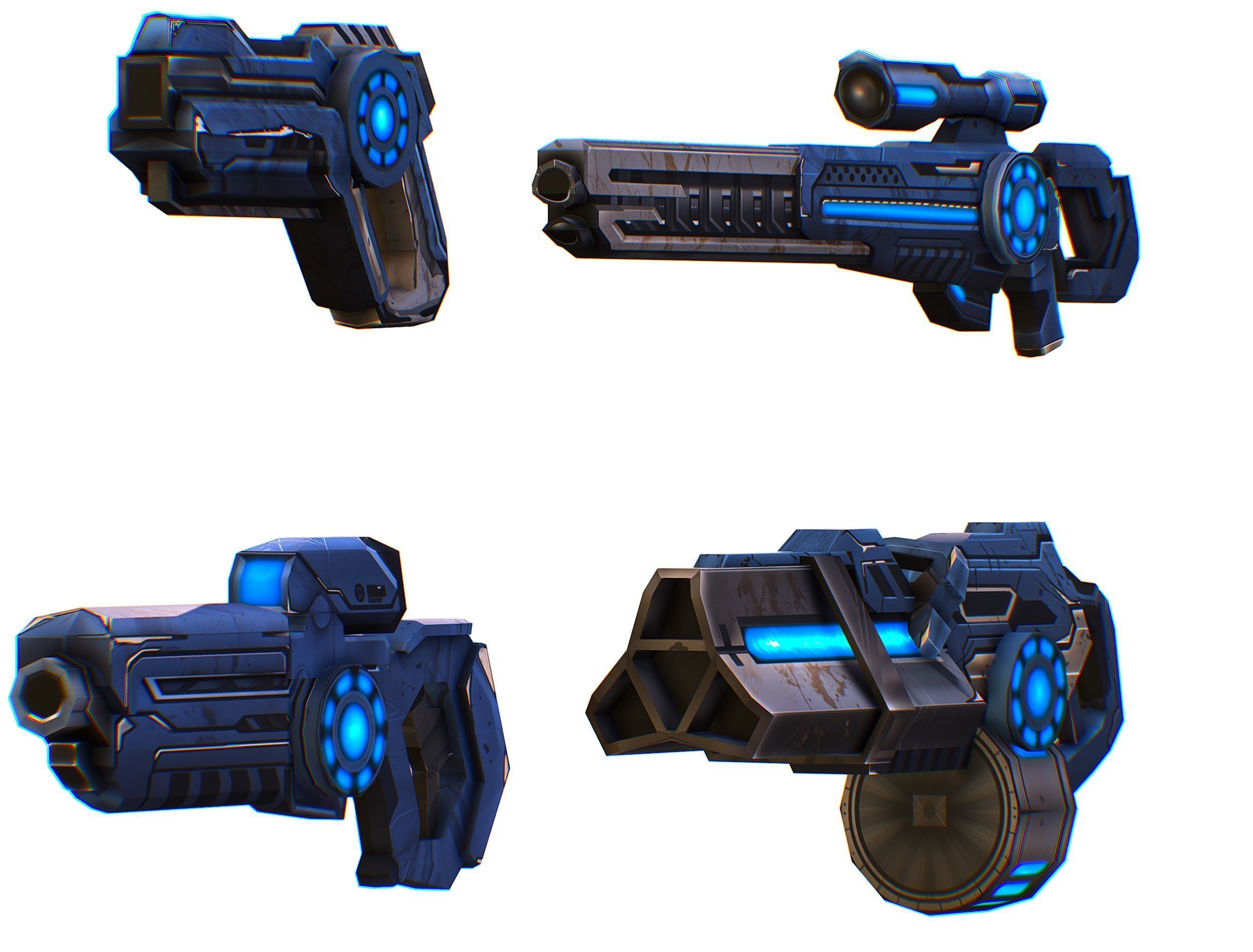 Weapons Set 4 Gun Pistol Assault rifle Sniper rifle machine gun 3D Model Collection_6