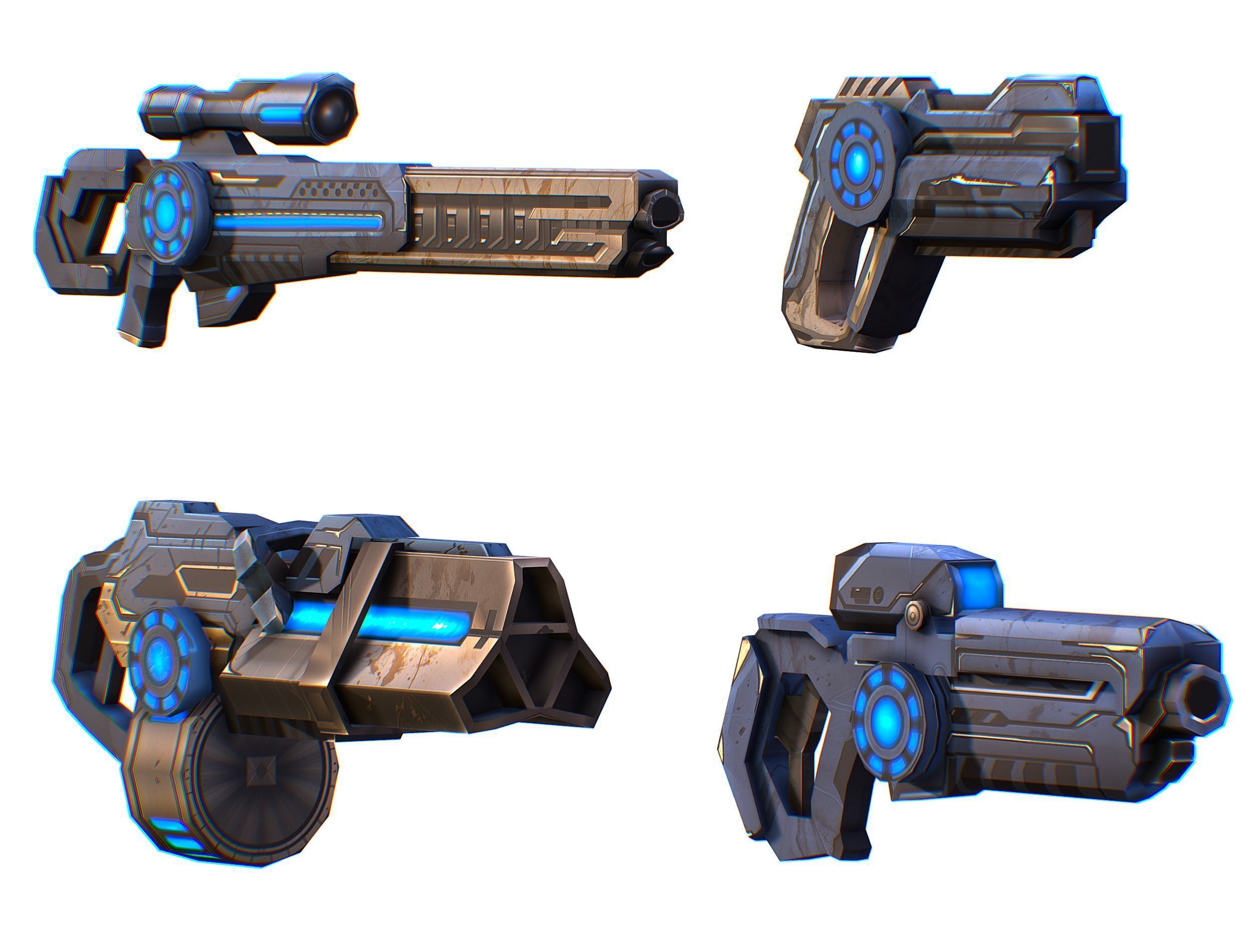 Weapons Set 4 Gun Pistol Assault rifle Sniper rifle machine gun 3D Model Collection_1