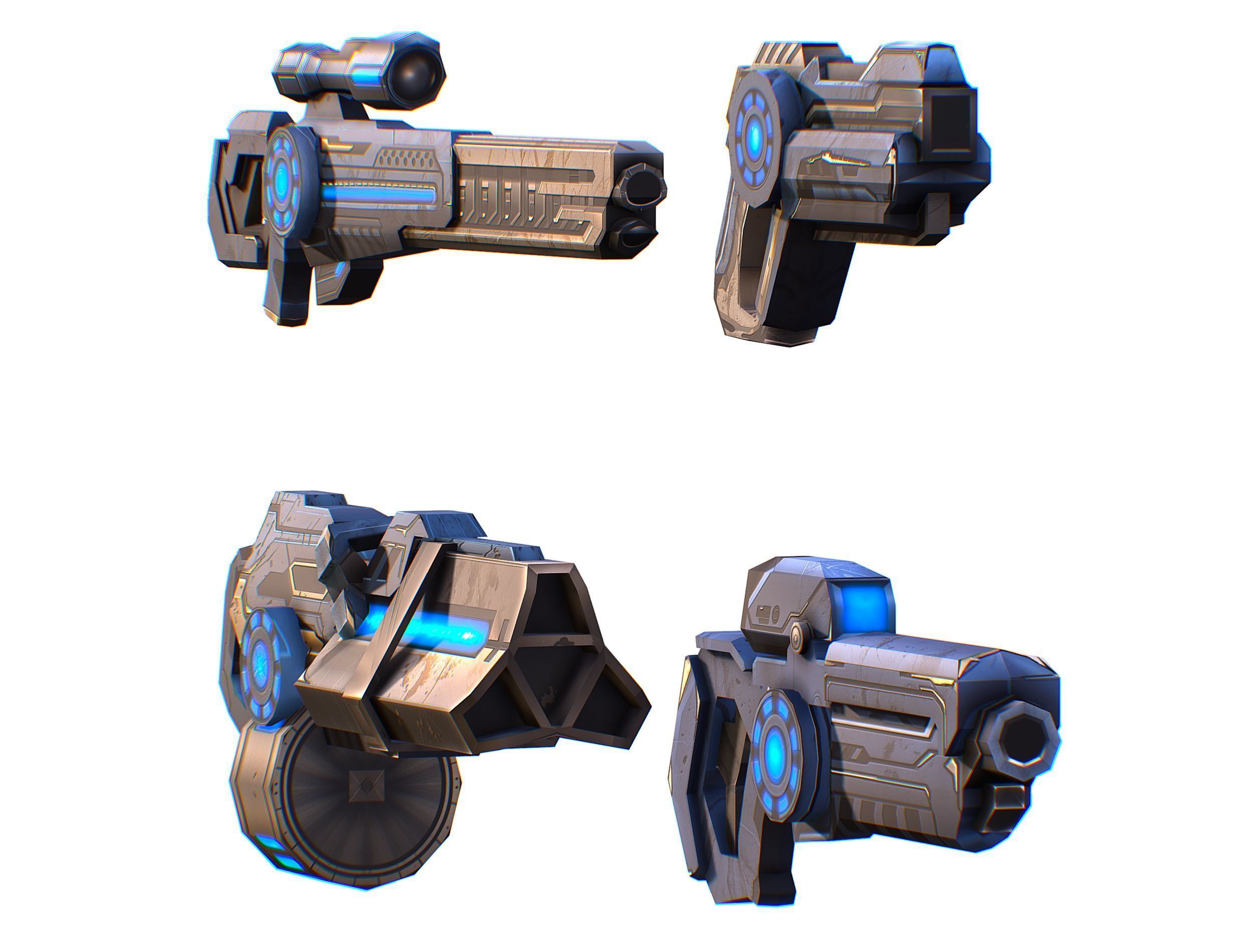 Weapons Set 4 Gun Pistol Assault rifle Sniper rifle machine gun 3D Model Collection_2