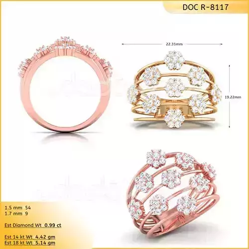 Light Weight Gold Diamond Ring DOC-R8117 3D print model