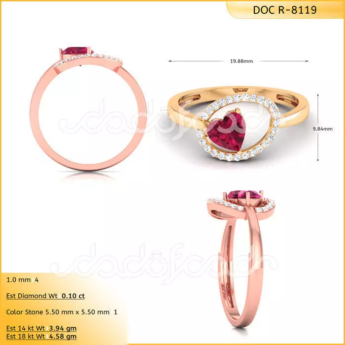 DIAMONDS RING -WITH HEART DOC-R8119 3D print model