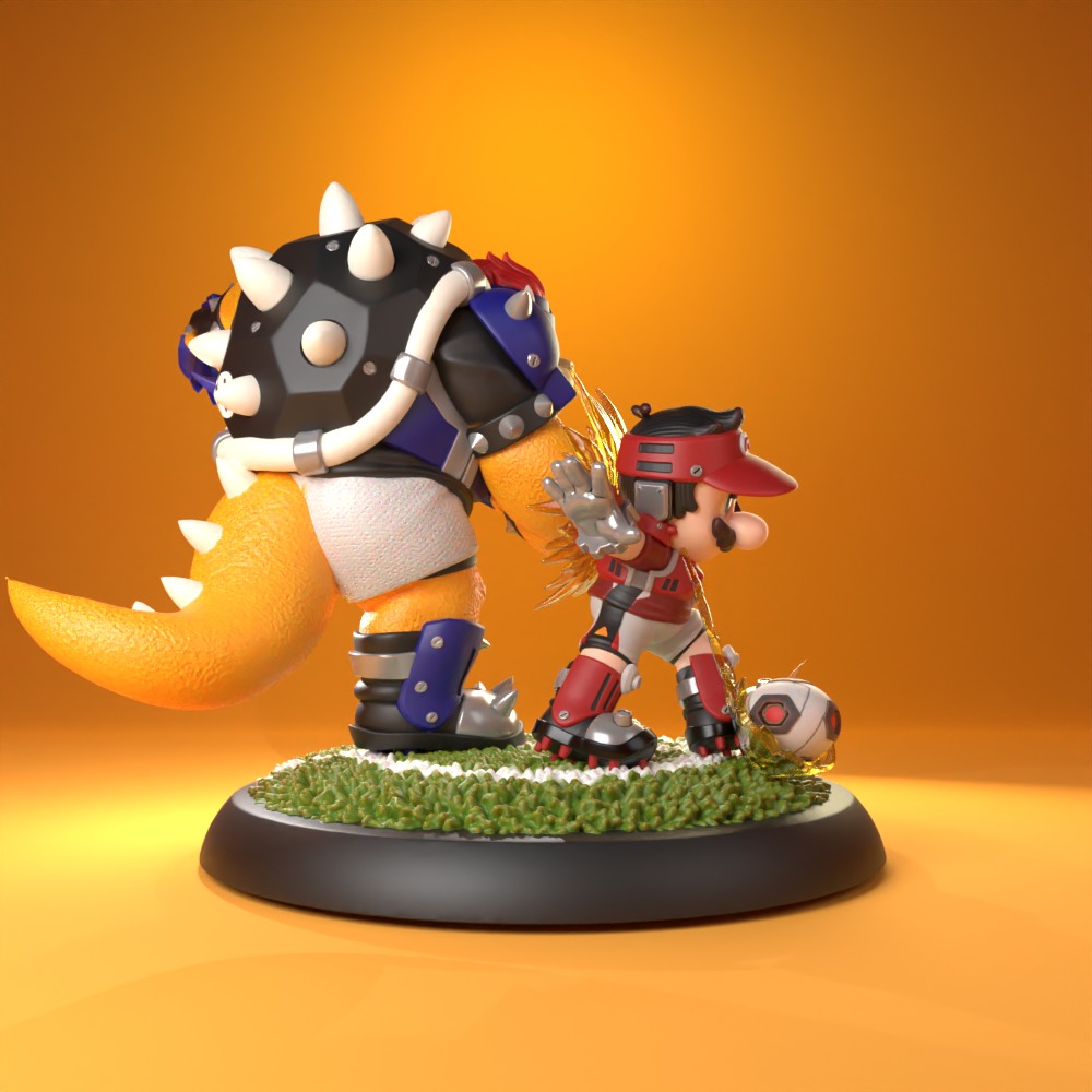 Striker Duo Mario and Bowser 3D print model_3