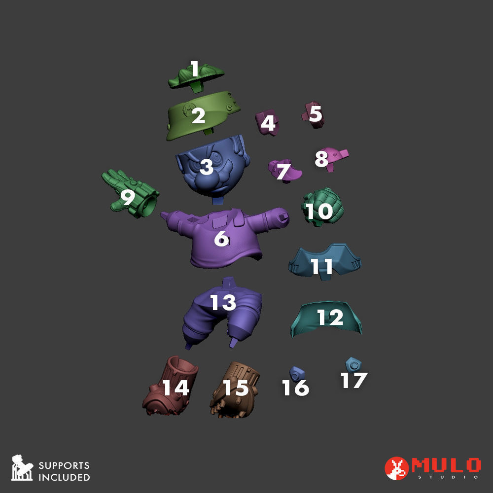 Striker Duo Mario and Bowser 3D print model_7