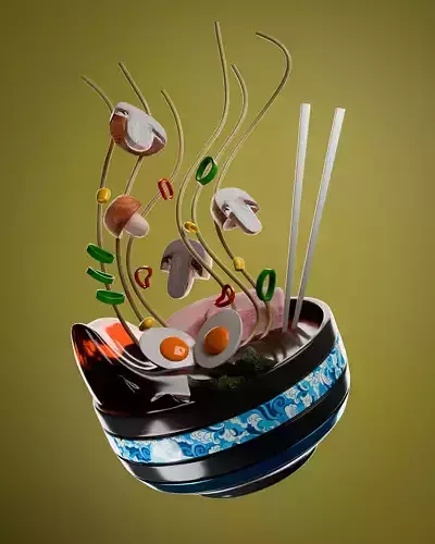 Soup Ramen Low-poly 3D model
