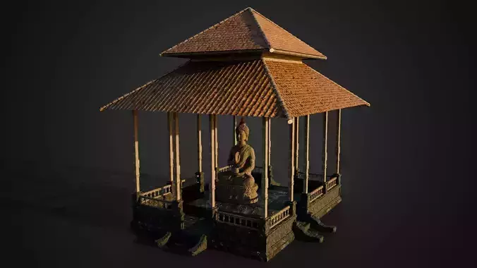 Premium Buddhist Temple 3D Model Low-poly 3D model
