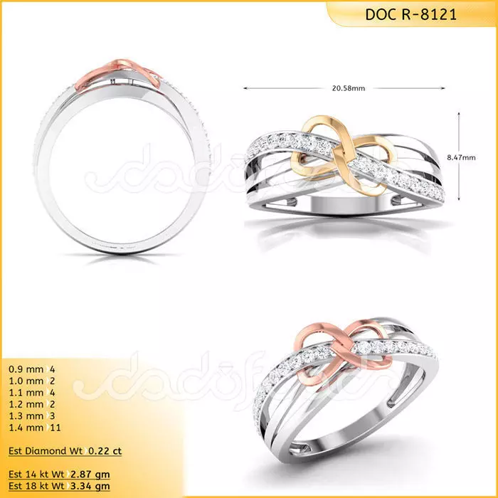 Light Weight Gold Diamond Ring DOC-R8121 3D print model_0