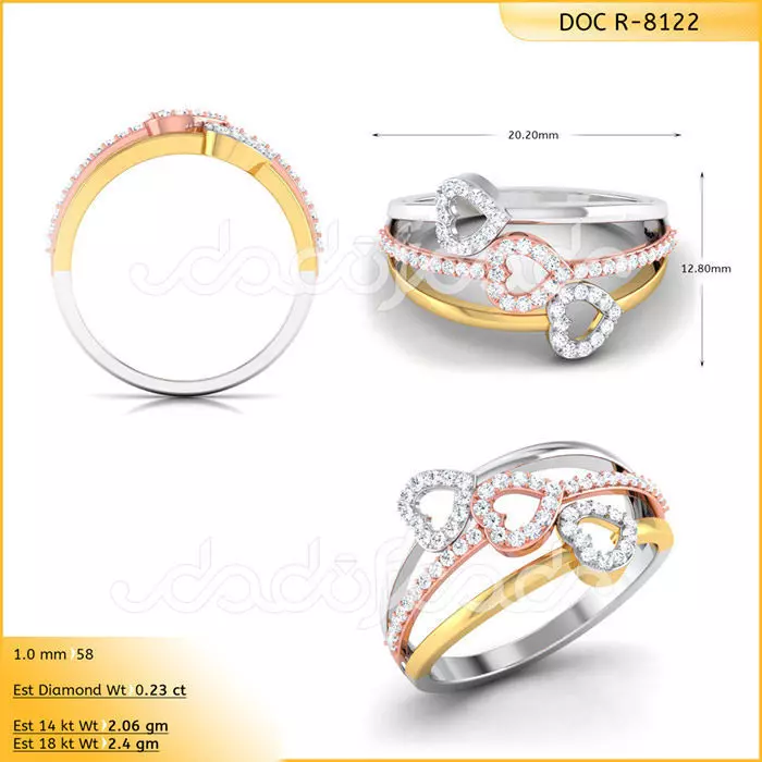 Light Weight Gold Diamond Ring DOC-R8122 3D print model