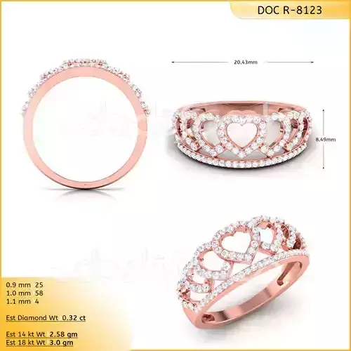Light Weight Gold Diamond Ring DOC-R8123