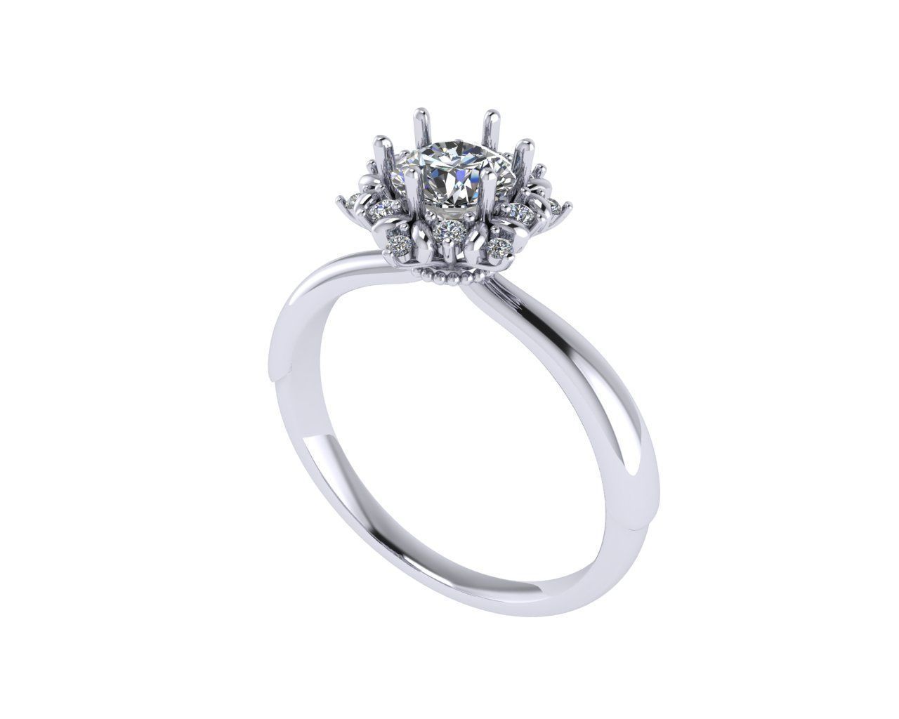 Women diamond engagement ring 3d render 3D print model_2