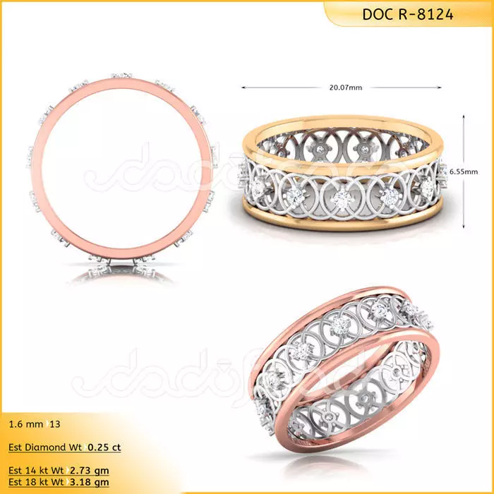 Light Weight Gold Diamond Ring DOC-R8124 3D print model