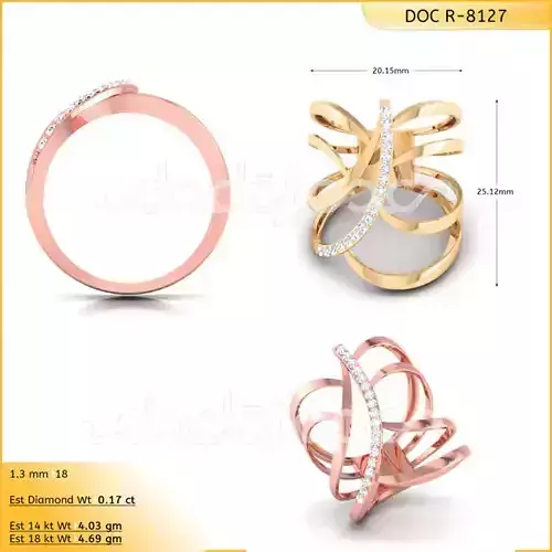 Light Weight Gold Diamond Ring DOC-R8127 3D print model