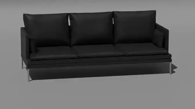 Modern black lether couch  3D model