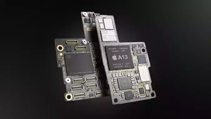Electron circuit board Low-poly 3D model