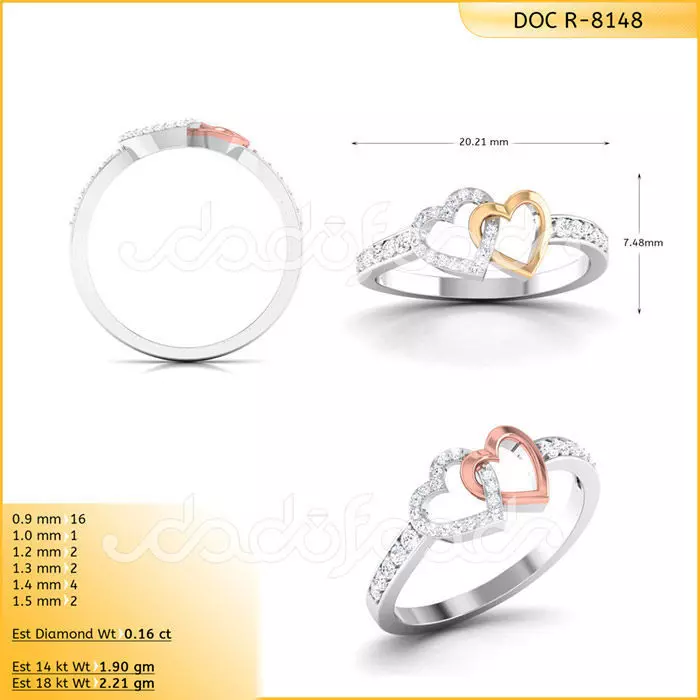 DIAMONDS RING -WITH HEART DOC-R8148 3D print model