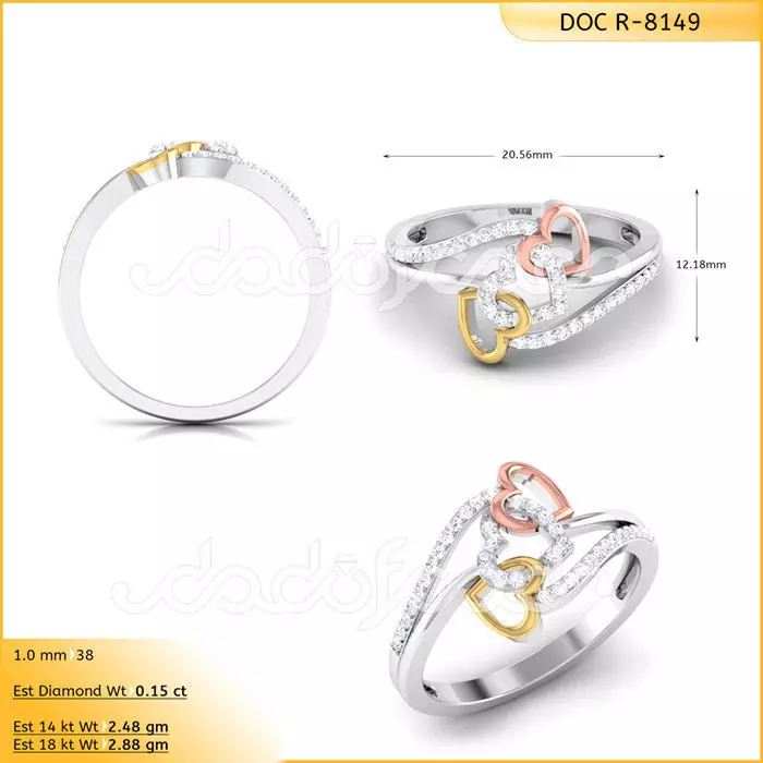 DIAMONDS RING -WITH HEART DOC-R8149 3D print model