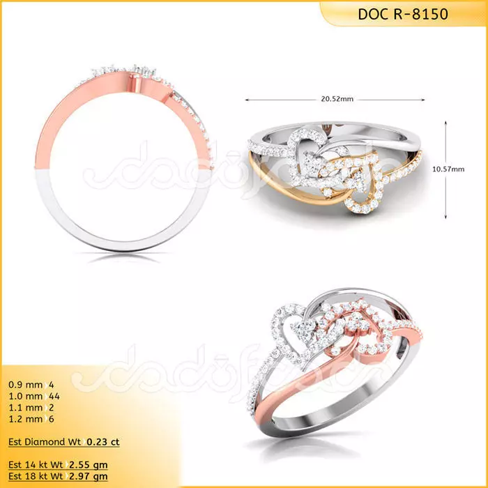 DIAMONDS RING -WITH HEART DOC-R8150 3D print model
