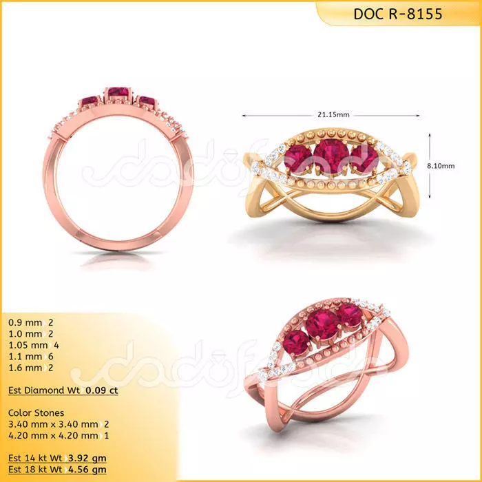 Light Weight Gold Diamond Ring DOC-R8155 3D print model