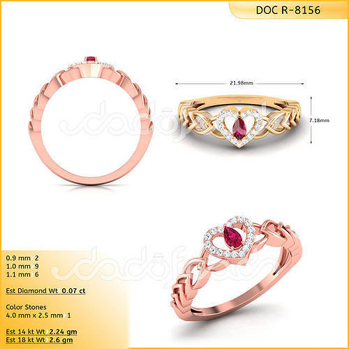 DIAMONDS RING -WITH HEART DOC-R8156 3D print model