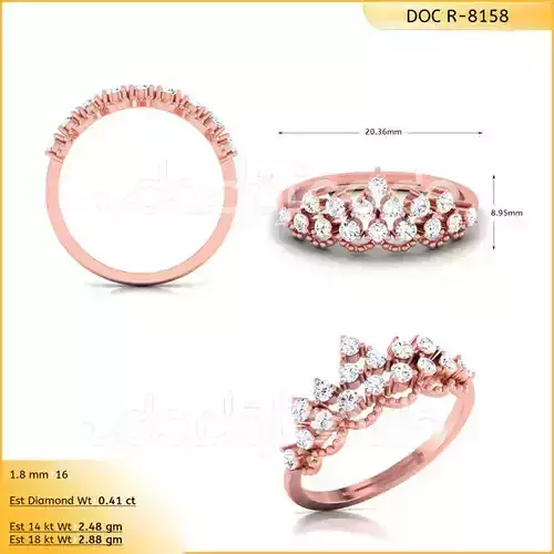 Light Weight Gold Diamond Ring DOC-R8158 3D print model