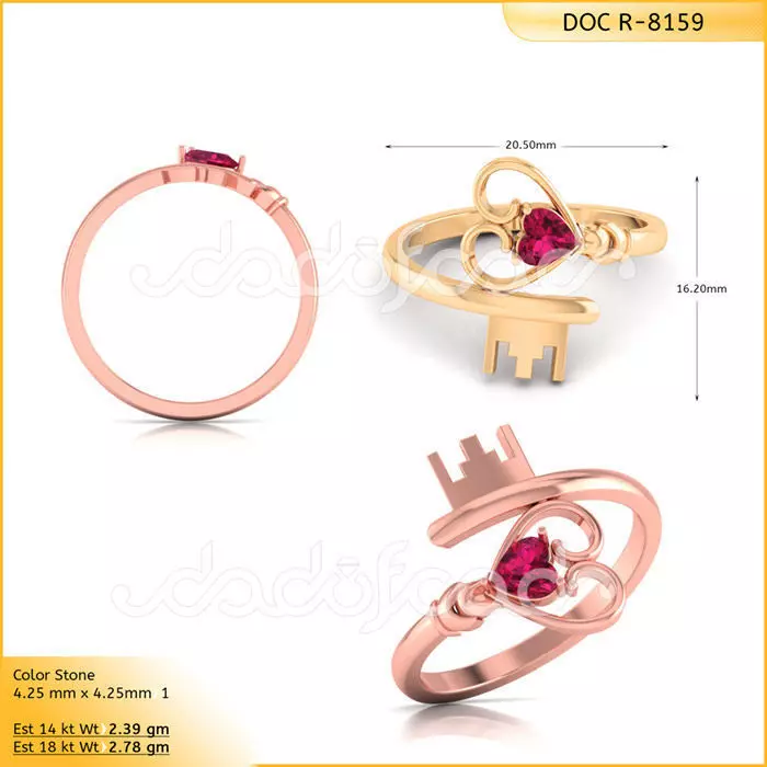 DIAMONDS RING -WITH HEART DOC-R8159 3D print model