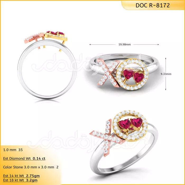 DIAMONDS RING -WITH HEART DOC-R8172 3D print model