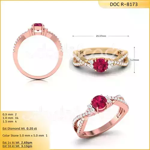 Light Weight Gold Diamond Ring DOC-R8173