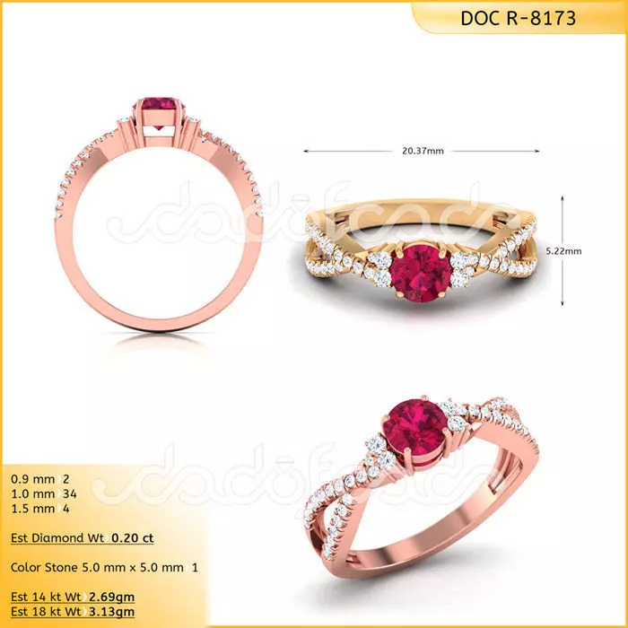 Light Weight Gold Diamond Ring DOC-R8173 3D print model