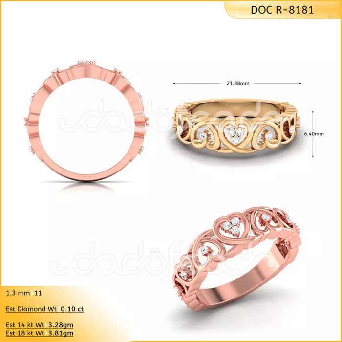 DIAMONDS RING -WITH HEART DOC-R8181 3D print model