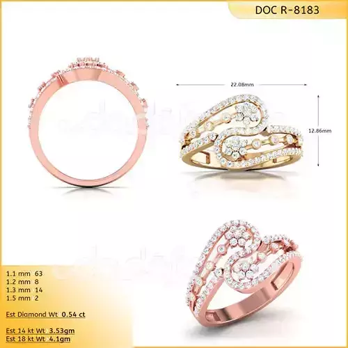 Light Weight Yellow Gold Diamond Ring DOC-R8183