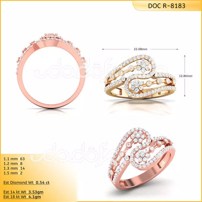 Light Weight Yellow Gold Diamond Ring DOC-R8183 3D print model_0