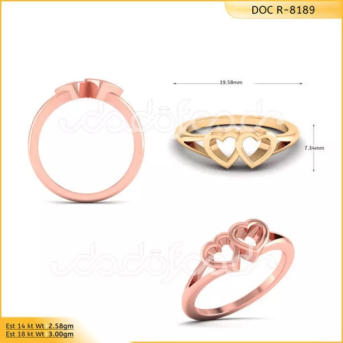 DIAMONDS RING -WITH HEART DOC-R8189 3D print model