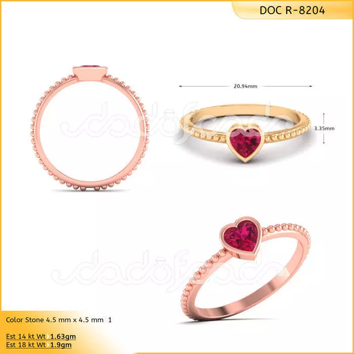 DIAMONDS RING -WITH HEART DOC-R8204 3D print model