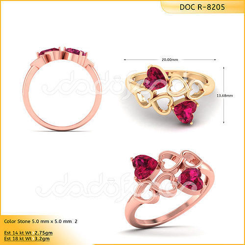 DIAMONDS RING -WITH HEART DOC-R8205 3D print model