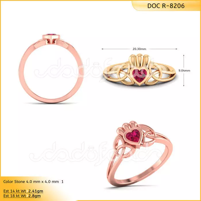 DIAMONDS RING -WITH HEART DOC-R8206 3D print model