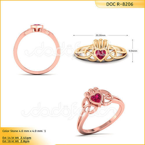 DIAMONDS RING -WITH HEART DOC-R8206 3D print model