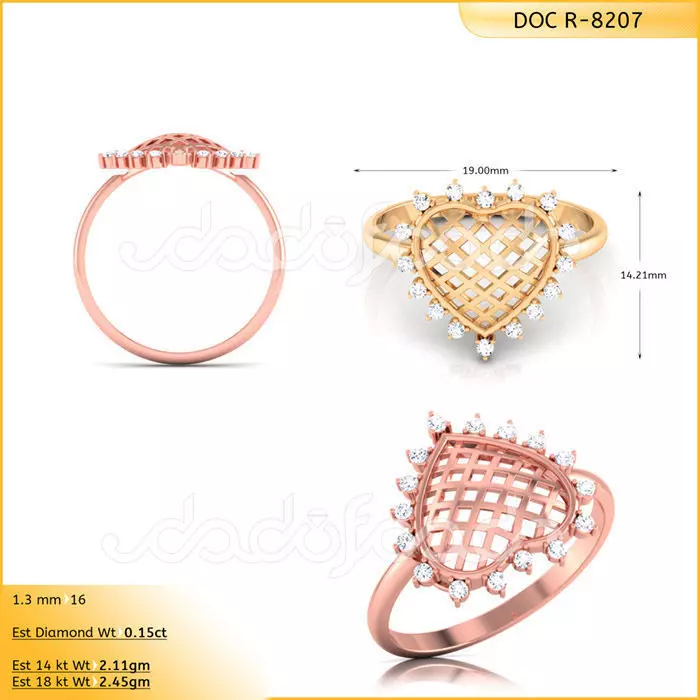 DIAMONDS RING -WITH HEART DOC-R8207 3D print model