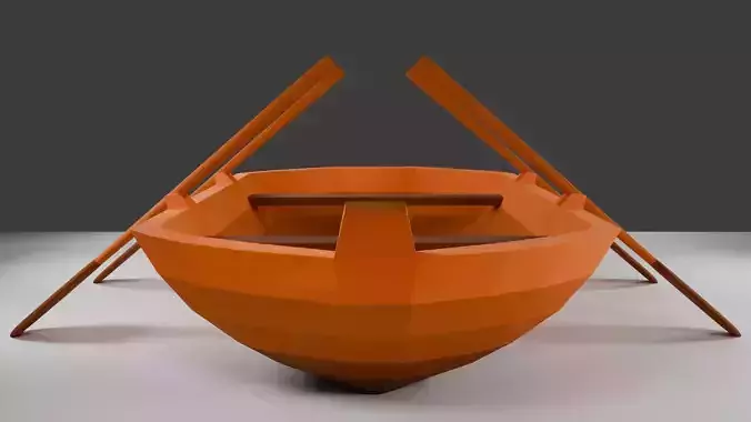 low poly two people rowing boat