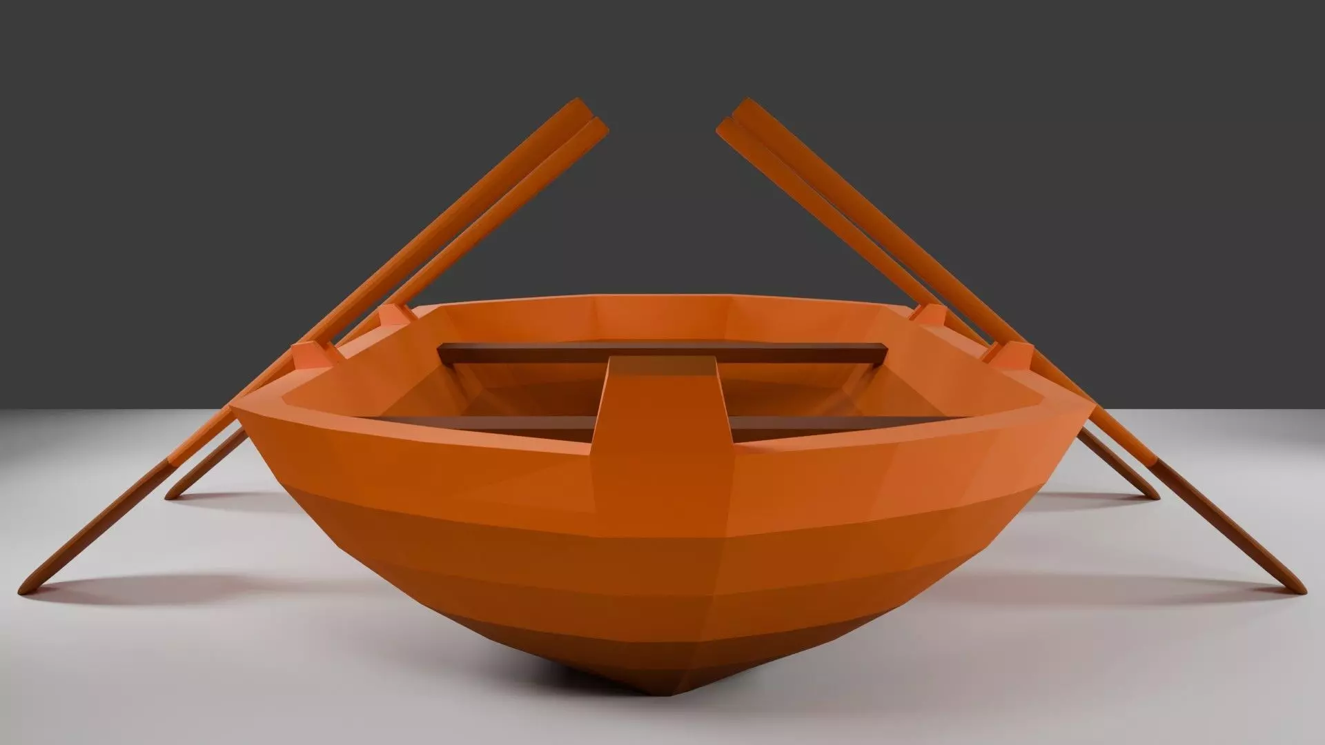 low poly two people rowing boat Low-poly 3D model